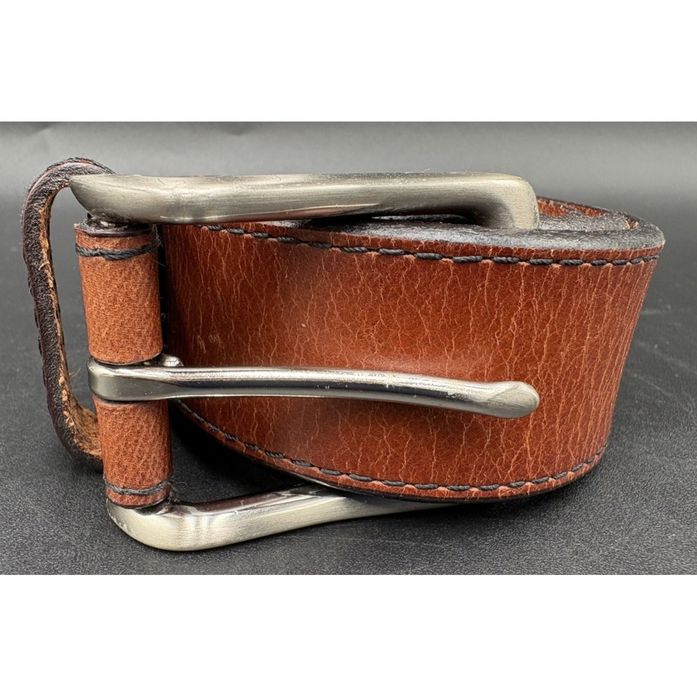 Fossil Men's Brown Leather Belt 90/36 Silver Buckle MB102222236 US Seller GUC
